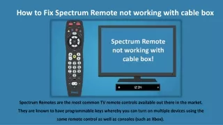 Spectrum Remote Not Working |  1(888) 712-3052 | Customer Care
