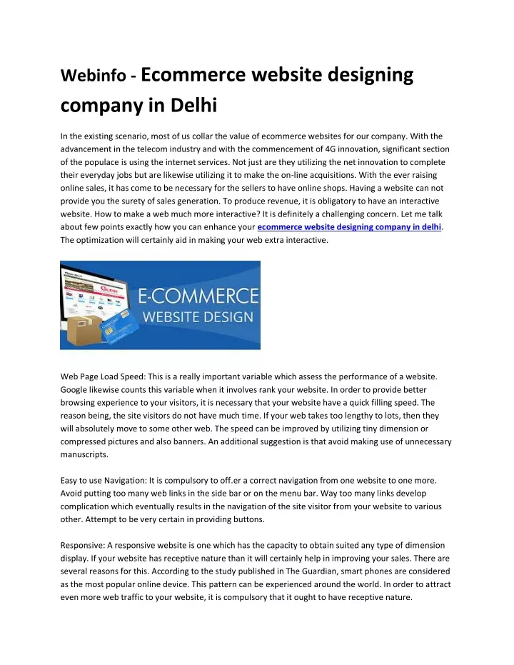 webinfo ecommerce website designing company