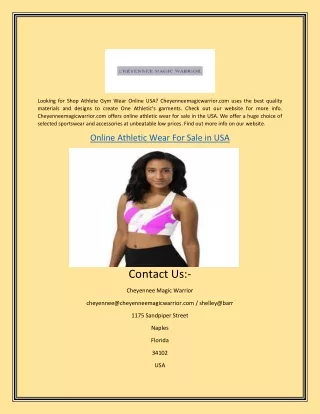Online Athletic Wear For Sale in USA | Cheyenneemagicwarrior.com