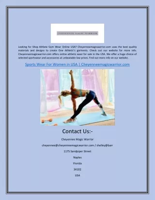 Sports Wear For Women in USA | Cheyenneemagicwarrior.com