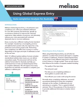 Using Global Express Entry Auto-completion Analysis for Australia