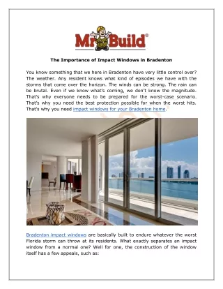 The Importance of Impact Windows in Bradenton