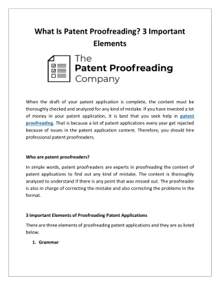 What Is Patent Proofreading 3 Important Elements