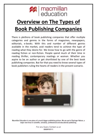 Overview On The Types Of Book Publishing Companies