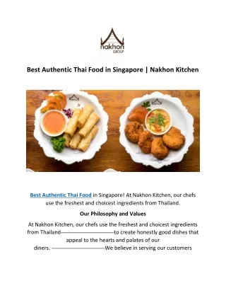 Best Authentic Thai Food in Singapore