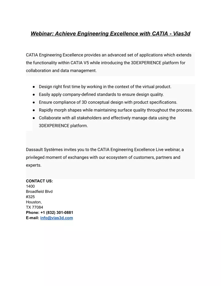 webinar achieve engineering excellence with catia