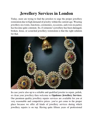 Jewellery Services in London