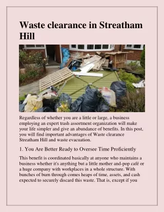 waste clearance in streatham hill