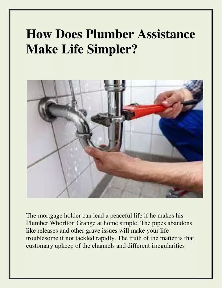 how does plumber assistance make life simpler