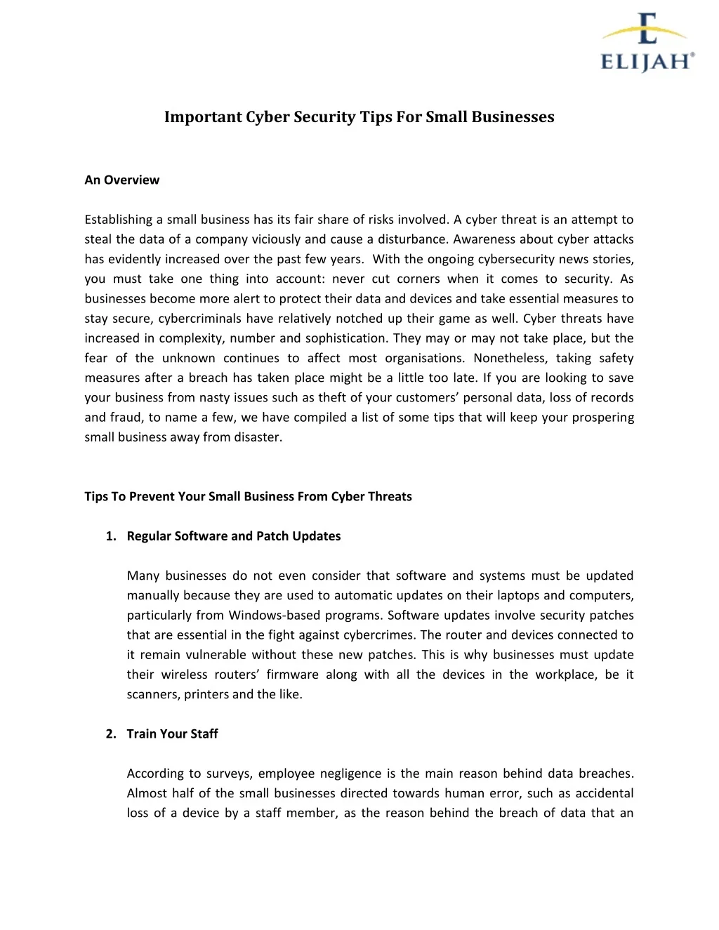 PPT - Important Cybersecurity Tips For Small Businesses | ELIJAH ...