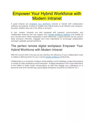 Empower Your Hybrid Workforce