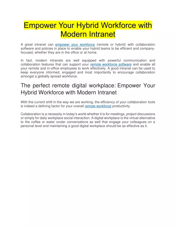 empower your hybrid workforce with modern intranet
