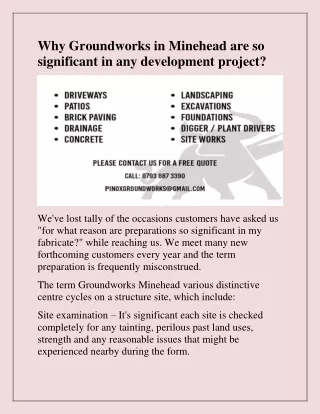 why groundworks in minehead are so significant