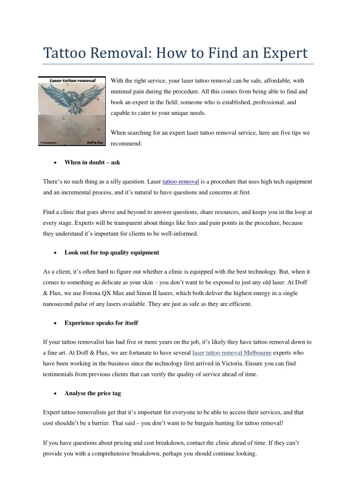 tattoo removal how to find an expert