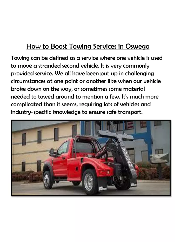 how to boost towing services in oswego