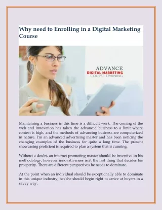 Why need to Enrolling in a Digital Marketing Course