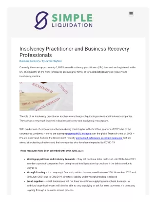 Insolvency Practitioner and Business Recovery Professionals