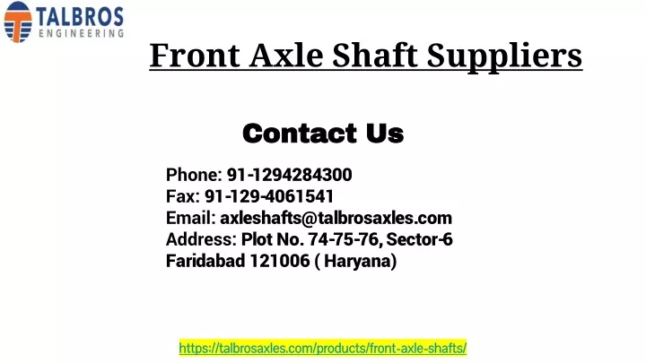 front axle shaft suppliers