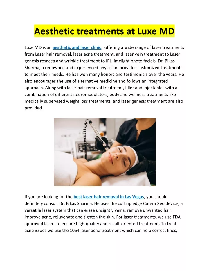 aesthetic treatments at luxe md