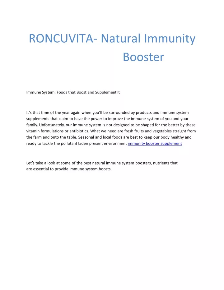 roncuvita natural immunity booster