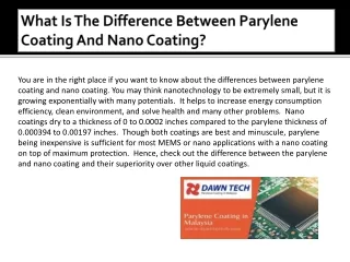 what is the difference between p arylene coating and nano coating