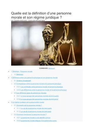C'est quoi une personne morale et son régime juridique