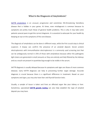 What are the diagnosis of amyloidosis?