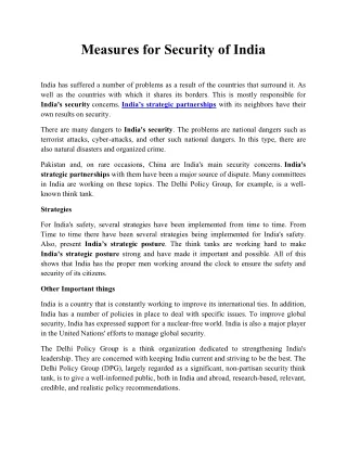 measures for security of india
