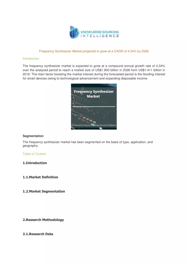 frequency synthesizer market projected to grow