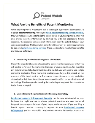 What Are the Benefits of Patent Monitoring