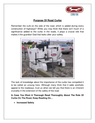 purpose of road curbs