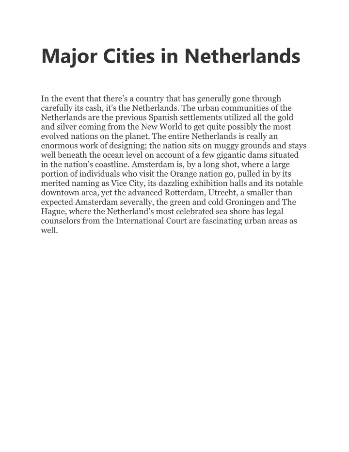 major cities in netherlands
