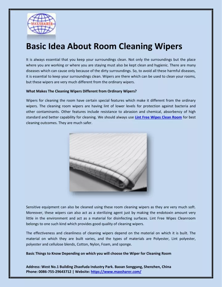 basic idea about room cleaning wipers