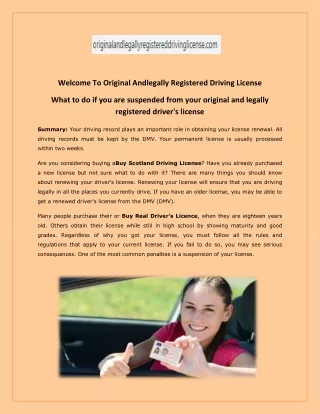 What to do if you are suspended from your original and legally registered driver's license