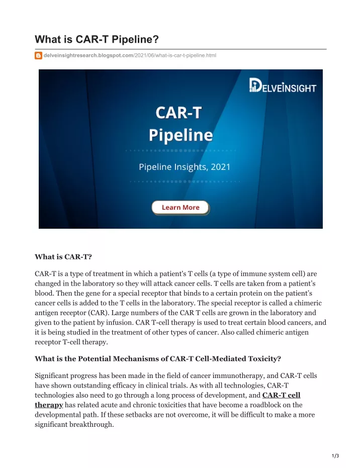 what is car t pipeline