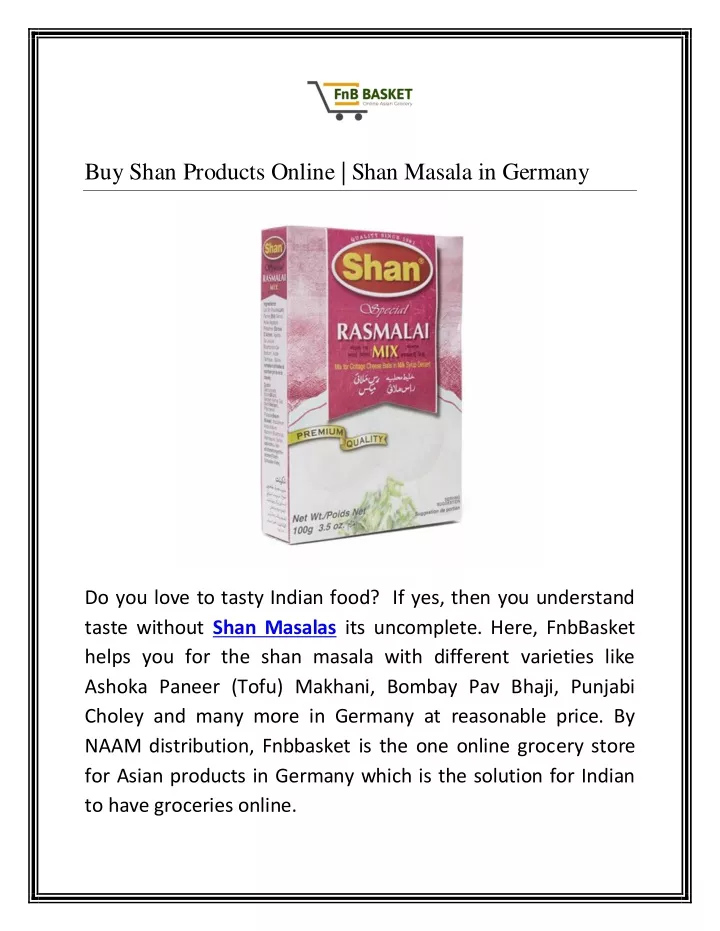 PPT - Buy Shan Products Online | Shan Masala in Germany PowerPoint