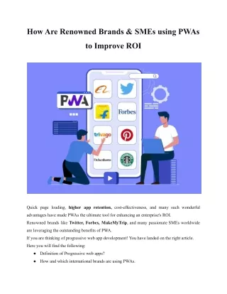 How Are Renowned Brands & SMEs using PWAs to Improve ROI