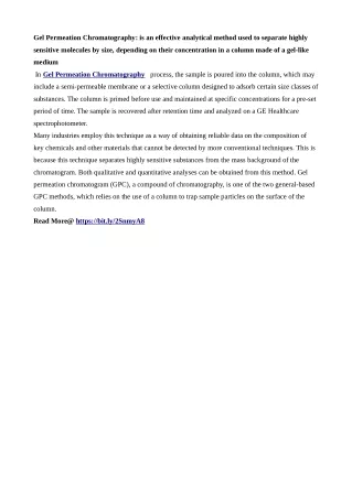 gel permeation chromatography is an effective