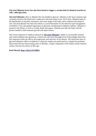 glycated albumin factor has also been found