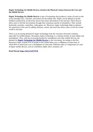 haptic technology for mobile devices involves