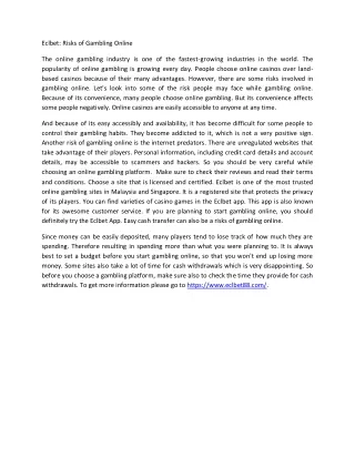 eclbet risks of gambling online