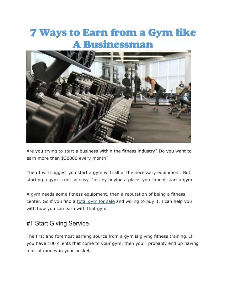 7 ways to earn from a gym like a businessman