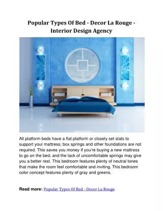 Popular Types Of Bed - Decor La Rouge - Interior Design Agency