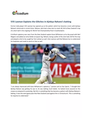 vvs laxman explains the glitches in ajinkya