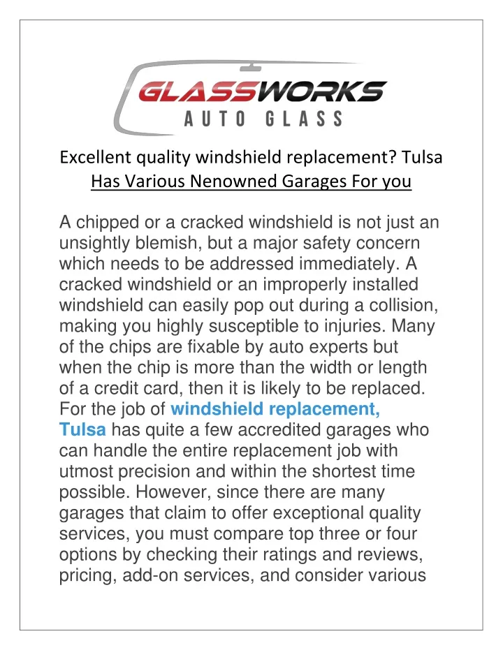 excellent quality windshield replacement tulsa