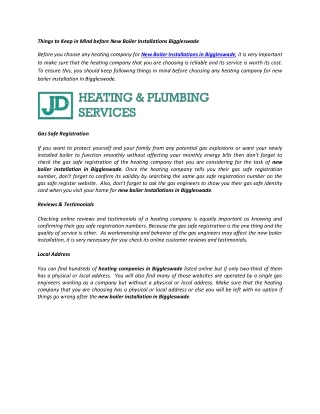 Things to Keep in Mind before New Boiler Installations Biggleswade