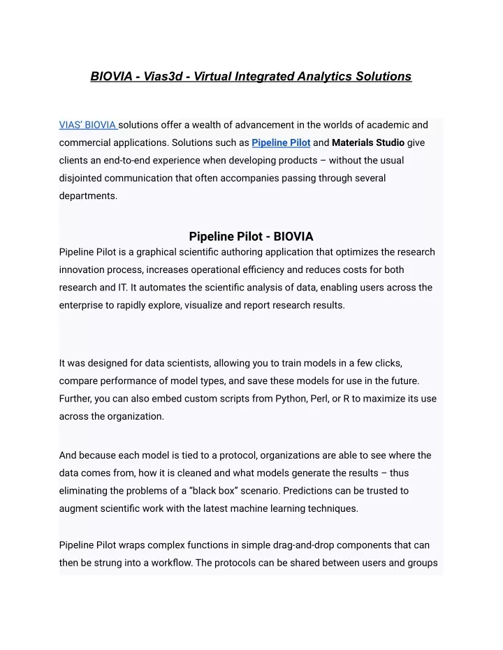 biovia vias3d virtual integrated analytics