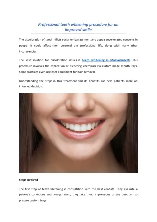 Professional teeth whitening procedure for an improved smile