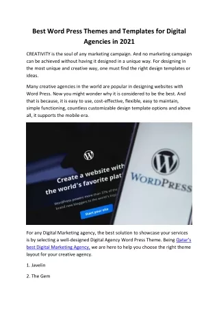 Best Word Press Themes and Templates for Digital Agencies in 2021