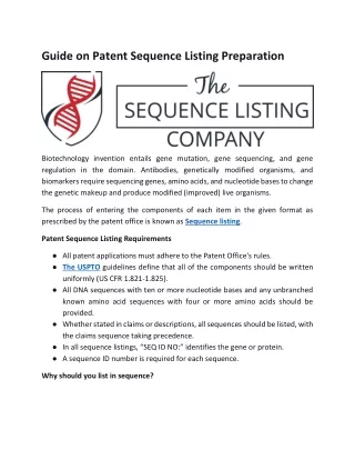 Guide on Patent Sequence Listing Preparation